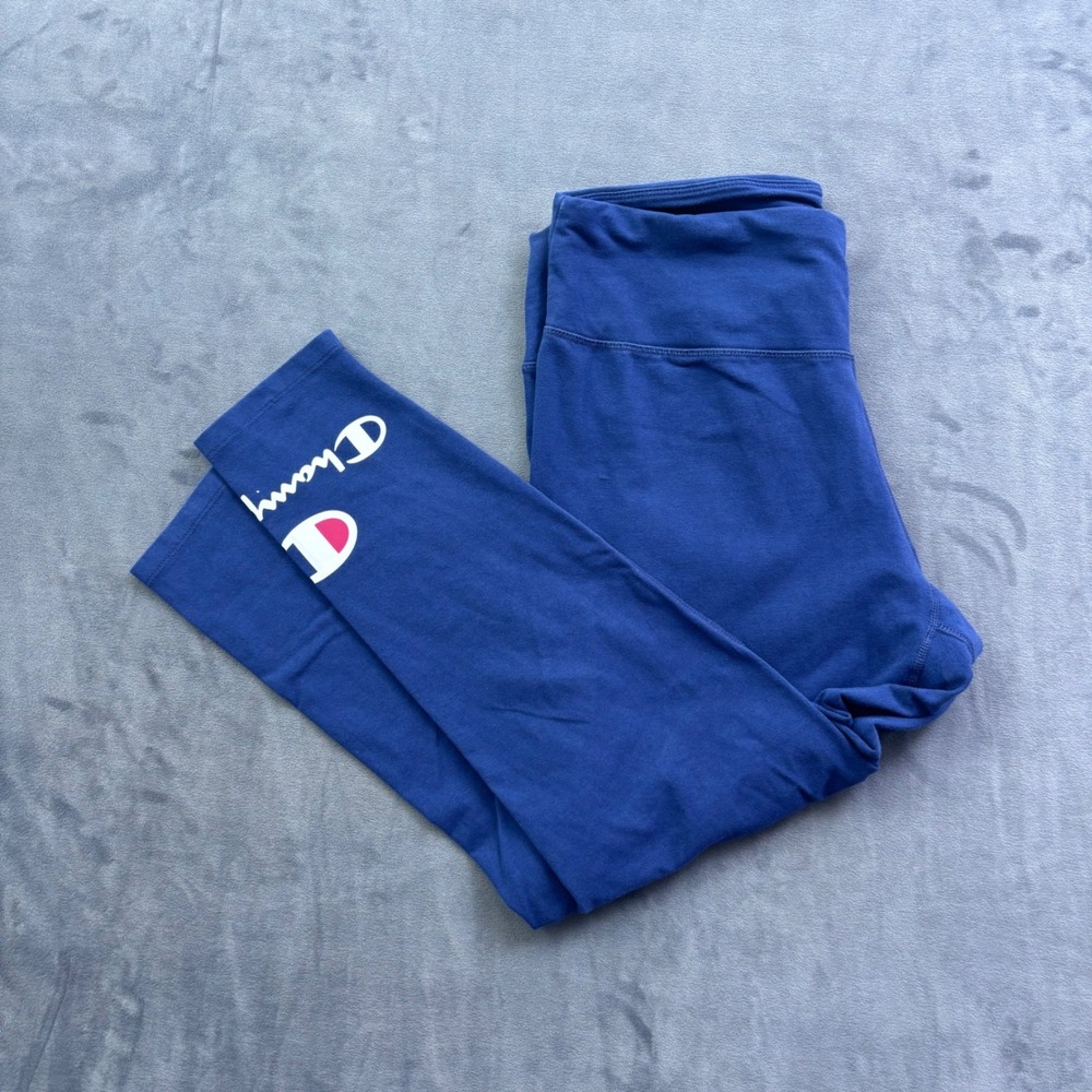 Champion Womens Plus 2X Navy Blue Graphic Logo Leggings Activewear Pants